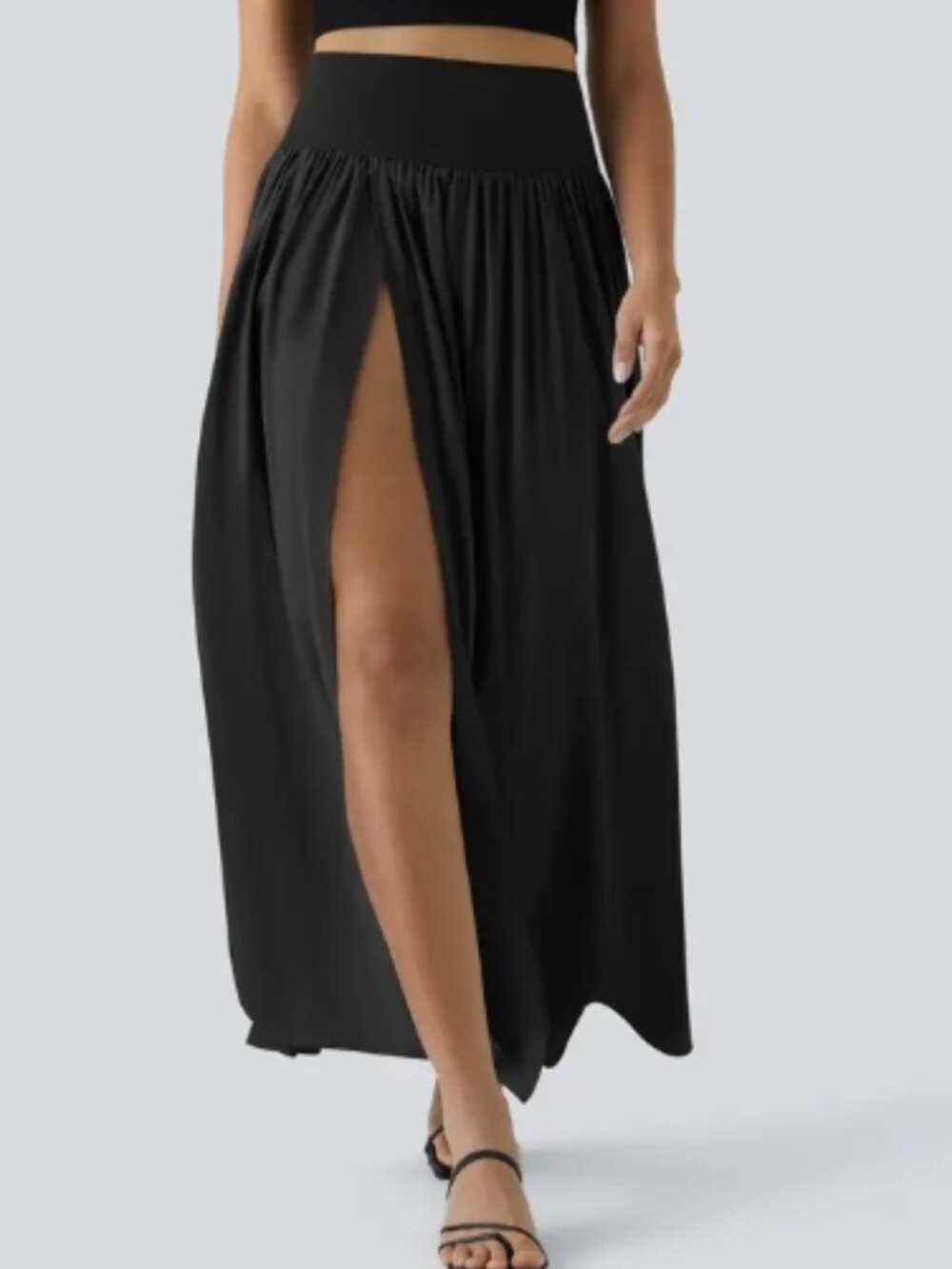 NWT Halara Breezeful 2-in-1 Split Maxi Skirt Black XL
